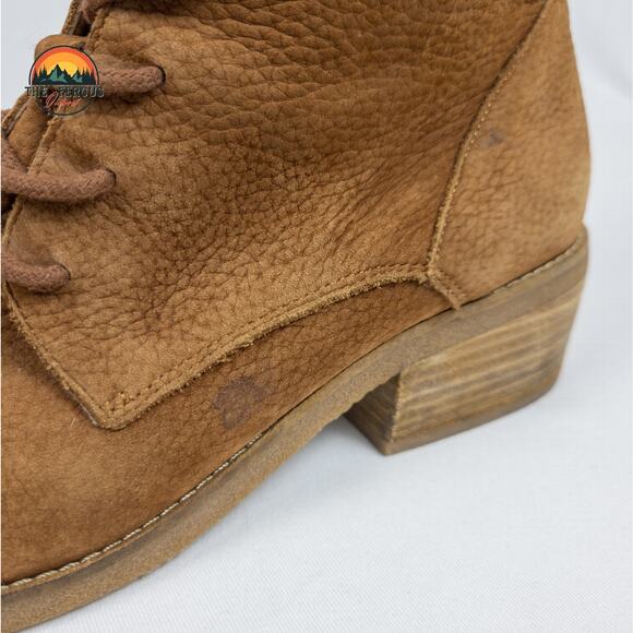 Lucky Brand Tamela Boots Lace Up Tan Nubuck Low Block Heel Bootie Women Size 9.5 - Picture 11 of 12